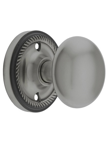 Rope Rosette Style Door Set With Round Brass Knobs Antique Pewter.